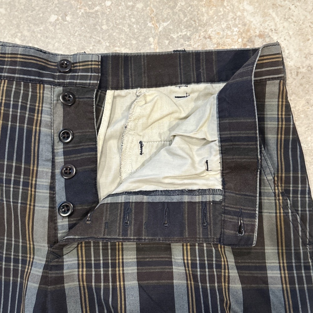 Vintage Polo Ralph Lauren Chino Shorts Men 34x10 Cotton Plaid Madras Button Fly